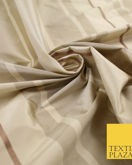 8 COLOURS - Fryetts Luxury Textured Multi Line Striped 100% PURE SILK Fabric