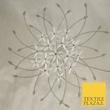 8 COLOURS - Fryetts Luxury Oversized Dandelion Embroidered 100% PURE SILK Fabric