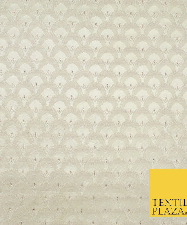 Scales Fan Ornamental Textured Fancy Brocade Jacquard Waistcoat Dress Fabric