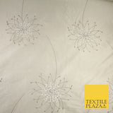 8 COLOURS - Fryetts Luxury Oversized Dandelion Embroidered 100% PURE SILK Fabric