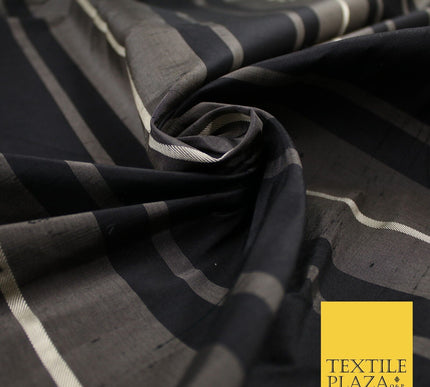 8 COLOURS - Fryetts Luxury Textured Multi Line Striped 100% PURE SILK Fabric