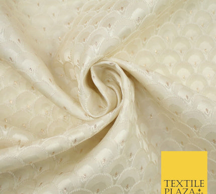 Scales Fan Ornamental Textured Fancy Brocade Jacquard Waistcoat Dress Fabric