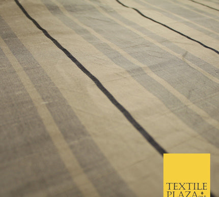 8 COLOURS - Fryetts Luxury Textured Multi Line Striped 100% PURE SILK Fabric