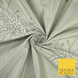 8 COLOURS - Fryetts Luxury Oversized Dandelion Embroidered 100% PURE SILK Fabric