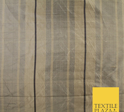 8 COLOURS - Fryetts Luxury Textured Multi Line Striped 100% PURE SILK Fabric
