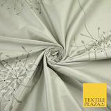 8 COLOURS - Fryetts Luxury Oversized Dandelion Embroidered 100% PURE SILK Fabric