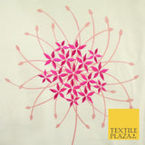 8 COLOURS - Fryetts Luxury Oversized Dandelion Embroidered 100% PURE SILK Fabric