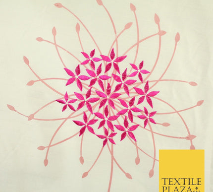 8 COLOURS - Fryetts Luxury Oversized Dandelion Embroidered 100% PURE SILK Fabric