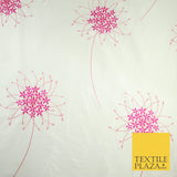8 COLOURS - Fryetts Luxury Oversized Dandelion Embroidered 100% PURE SILK Fabric