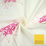 8 COLOURS - Fryetts Luxury Oversized Dandelion Embroidered 100% PURE SILK Fabric
