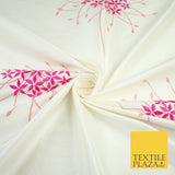 8 COLOURS - Fryetts Luxury Oversized Dandelion Embroidered 100% PURE SILK Fabric
