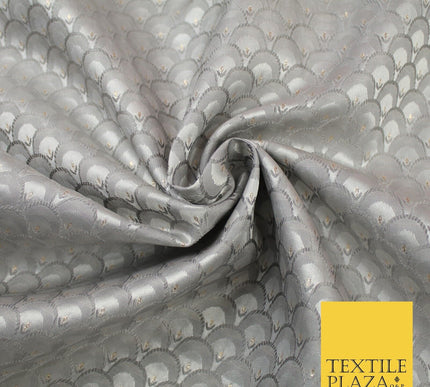 Scales Fan Ornamental Textured Fancy Brocade Jacquard Waistcoat Dress Fabric