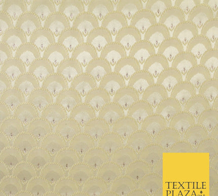 Scales Fan Ornamental Textured Fancy Brocade Jacquard Waistcoat Dress Fabric