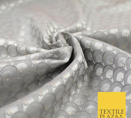 Scales Fan Ornamental Textured Fancy Brocade Jacquard Waistcoat Dress Fabric