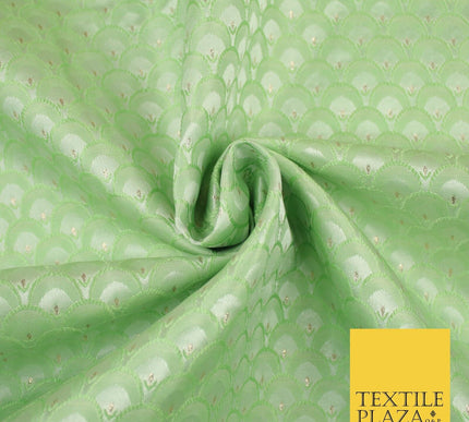 Scales Fan Ornamental Textured Fancy Brocade Jacquard Waistcoat Dress Fabric