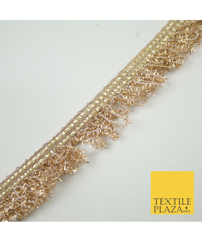 Fuzzy Matt Light Matt Gold Trim Ribbon Border Lace Ethnic 1.5cm Wide X688