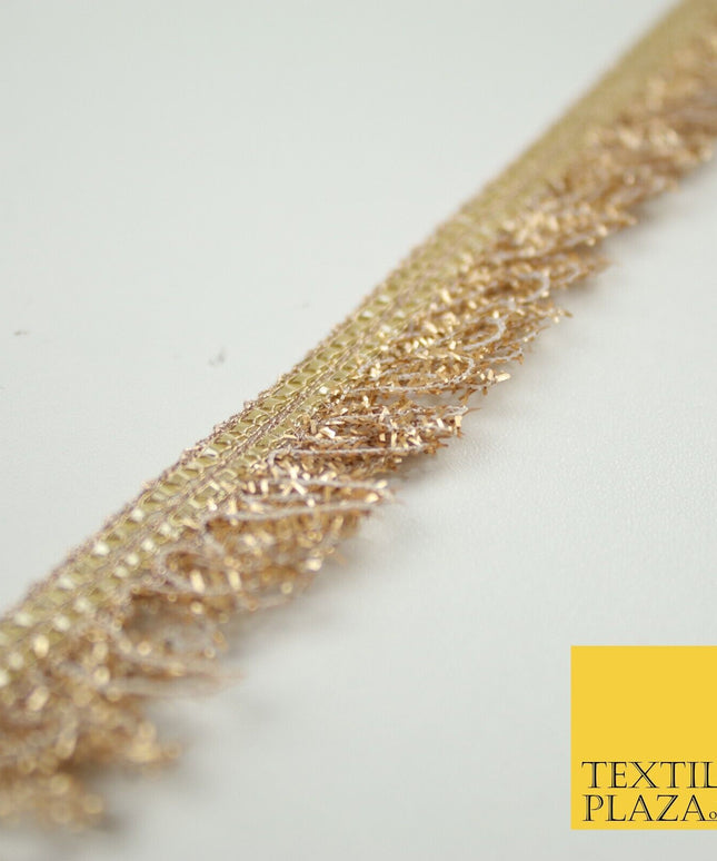 Fuzzy Matt Light Matt Gold Trim Ribbon Border Lace Ethnic 1.5cm Wide X688