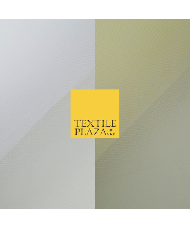 WHITE & IVORY Premium Plain Stiff Dress Net Fabric Mesh Tulle Material 60"
