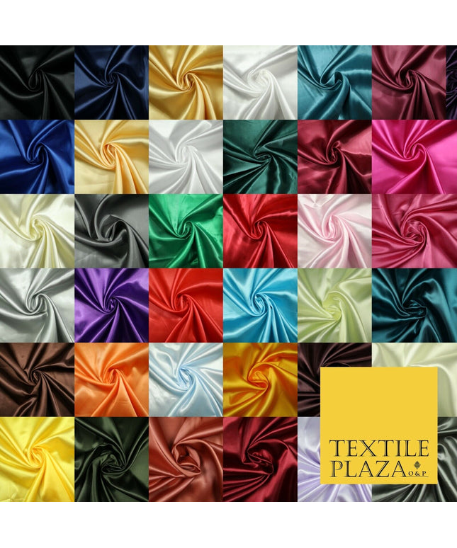 Plain Solid Smooth Shiny Lightweight Poly Satin Fabric Dress Lining Material 58"