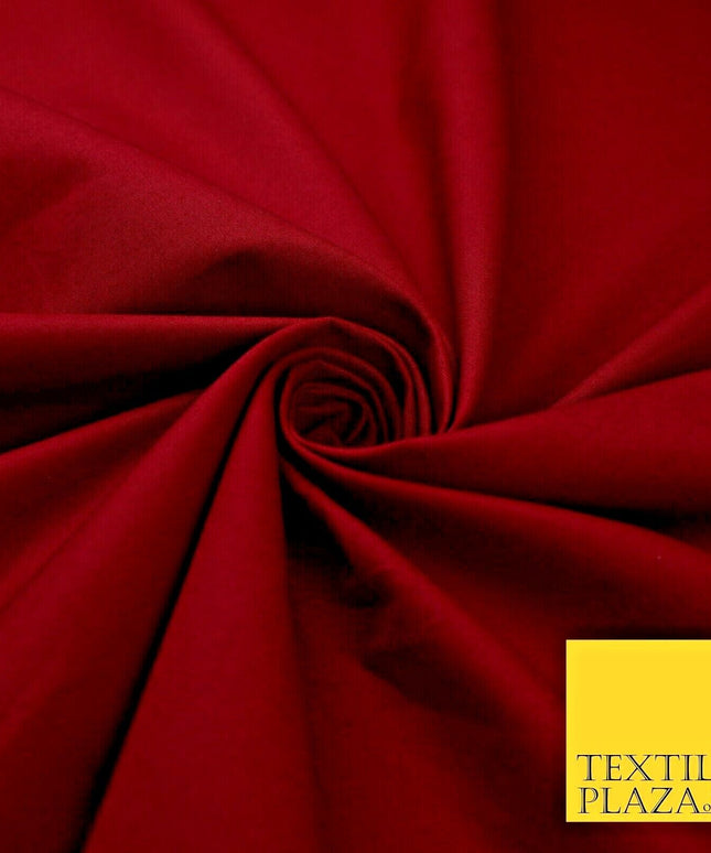 LUXURY CHERRY RED STRETCH COTTON SATEEN FABRIC Plain Stretch Dress Fabric 8583