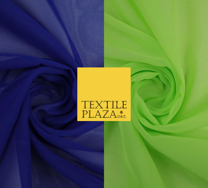 ROYAL BLUE / GREEN Plain Organza Feel Chiffon Georgette Sheer Dress Fabric 58"