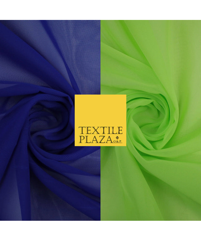 ROYAL BLUE / GREEN Plain Organza Feel Chiffon Georgette Sheer Dress Fabric 58"