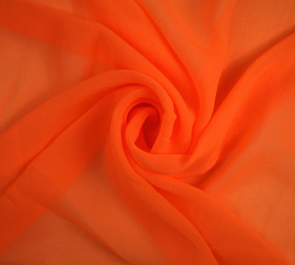 Flo Orange Plain Ultra Fine Georgette Chiffon Sheer Dress Fabric 58" Wide 8697