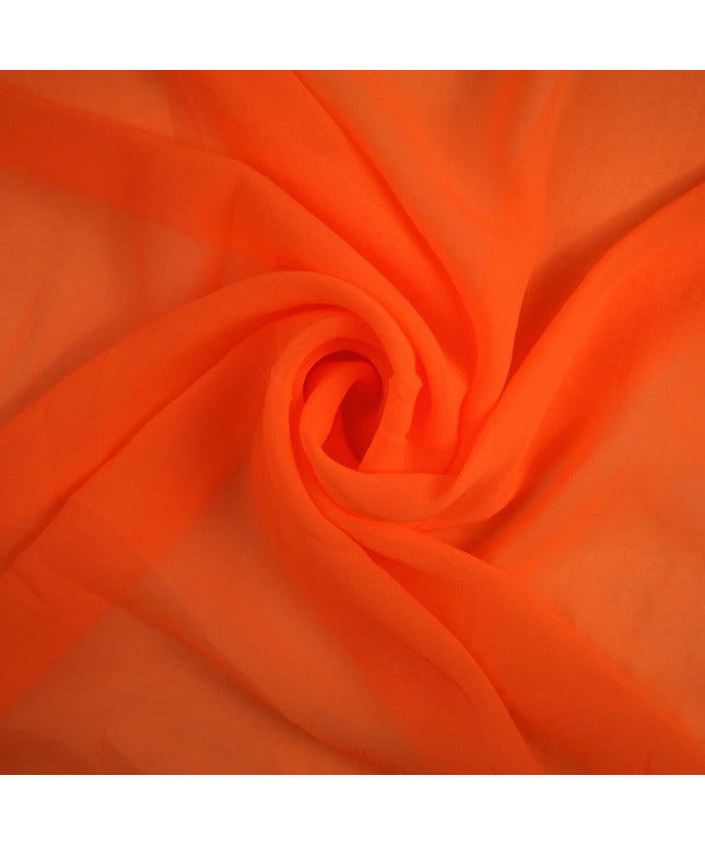 Flo Orange Plain Ultra Fine Georgette Chiffon Sheer Dress Fabric 58" Wide 8697