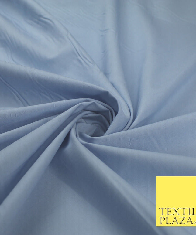 LUXURY SKY BLUE STRETCH COTTON SATEEN FABRIC Plain Stretch Dress Fabric 8582