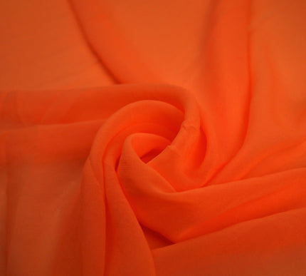 Flo Orange Plain Ultra Fine Georgette Chiffon Sheer Dress Fabric 58" Wide 8697