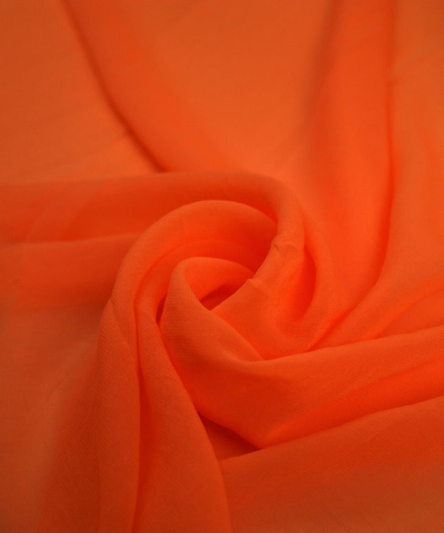 Flo Orange Plain Ultra Fine Georgette Chiffon Sheer Dress Fabric 58" Wide 8697