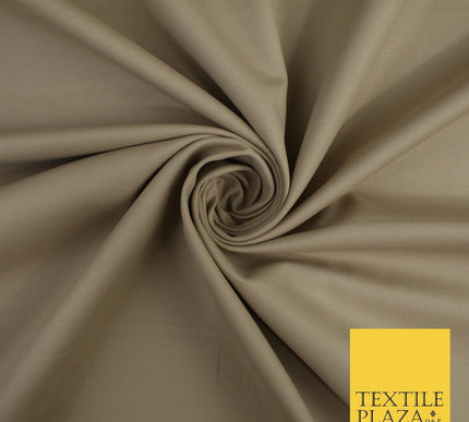 LUXURY BEIGE STRETCH COTTON SATEEN FABRIC Plain Stretch TShirt Dress Fabric 8580