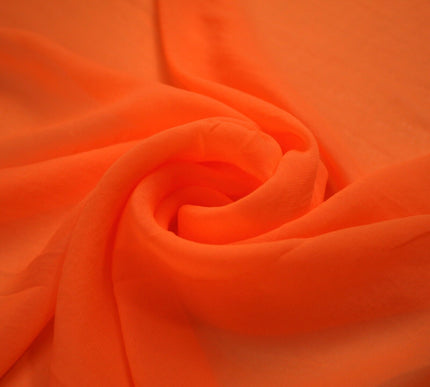 Flo Orange Plain Ultra Fine Georgette Chiffon Sheer Dress Fabric 58" Wide 8697