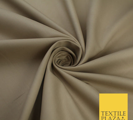 LUXURY BEIGE STRETCH COTTON SATEEN FABRIC Plain Stretch TShirt Dress Fabric 8580