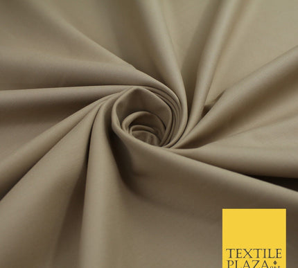 LUXURY BEIGE STRETCH COTTON SATEEN FABRIC Plain Stretch TShirt Dress Fabric 8580