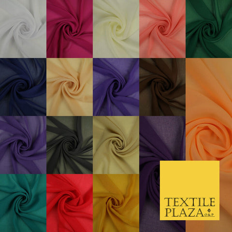 17 COLOURS Plain Soft Smooth Heavy Georgette Chiffon Sheer Dress Fabric 59" Wide