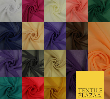 17 COLOURS Plain Soft Smooth Heavy Georgette Chiffon Sheer Dress Fabric 59" Wide