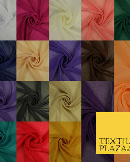 17 COLOURS Plain Soft Smooth Heavy Georgette Chiffon Sheer Dress Fabric 59" Wide