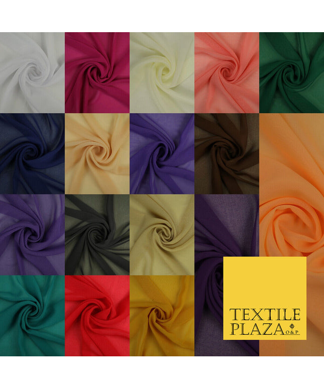 17 COLOURS Plain Soft Smooth Heavy Georgette Chiffon Sheer Dress Fabric 59" Wide