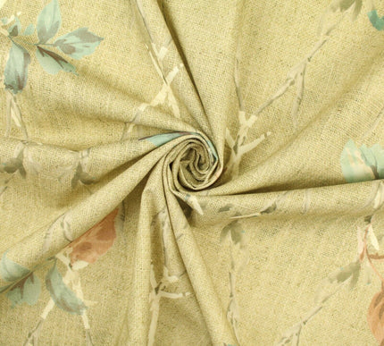 Beige Vintage Floral Trellis Cotton Canvas Panama Upholstery Curtain Fabric 8575