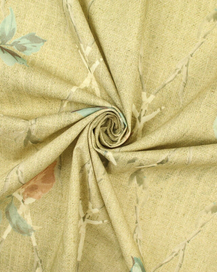 Beige Vintage Floral Trellis Cotton Canvas Panama Upholstery Curtain Fabric 8575
