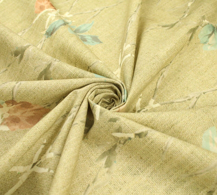 Beige Vintage Floral Trellis Cotton Canvas Panama Upholstery Curtain Fabric 8575