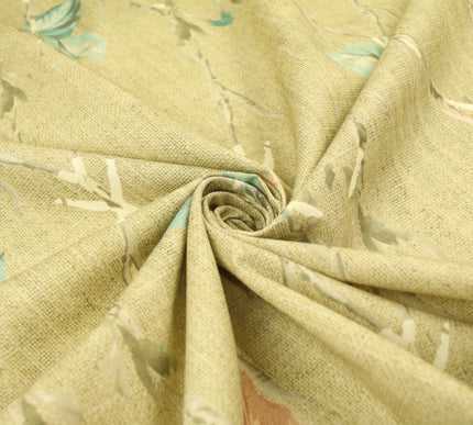 Beige Vintage Floral Trellis Cotton Canvas Panama Upholstery Curtain Fabric 8575