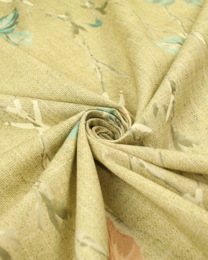 Beige Vintage Floral Trellis Cotton Canvas Panama Upholstery Curtain Fabric 8575