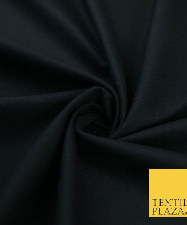 BLACK Smooth Stretch Cotton Drill Fabric Twill Upholstery Uniform Work 59" 8661
