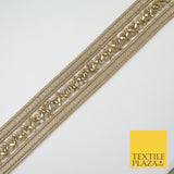 GOLD Double Ribbon Trimming with Golden Stones Border Indian Ethnic X697