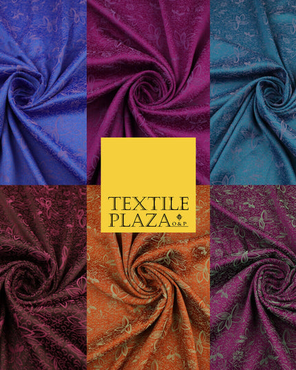 6 COLOURS - Floral Vine Outline Woven Jacquard Dress Fabric 45" Wide