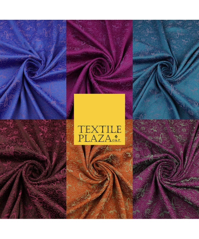 6 COLOURS - Floral Vine Outline Woven Jacquard Dress Fabric 45" Wide