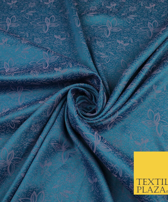 6 COLOURS - Floral Vine Outline Woven Jacquard Dress Fabric 45" Wide