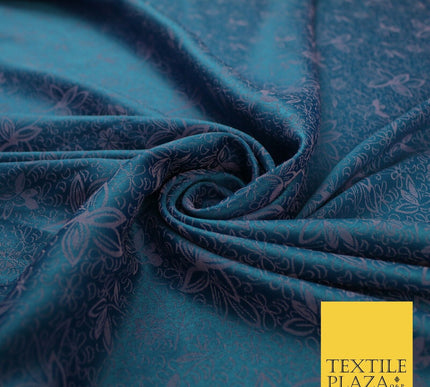 6 COLOURS - Floral Vine Outline Woven Jacquard Dress Fabric 45" Wide